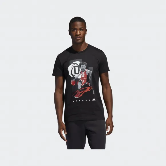 阿迪达斯/Adidas 运动表现 黑色 男士 ROSE GU TEE 篮球运动短袖 FM4773
