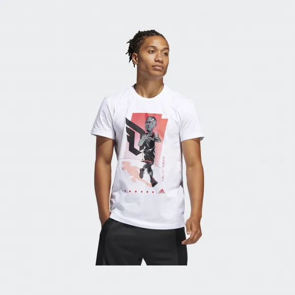阿迪达斯/Adidas 运动表现 白 男士 DAME GU TEE 篮球运动短袖 FM4774