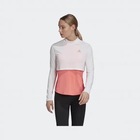 阿迪达斯/Adidas 运动表现 白/粉 女士 ADAPT TEE W 跑步运动服装 FT0480