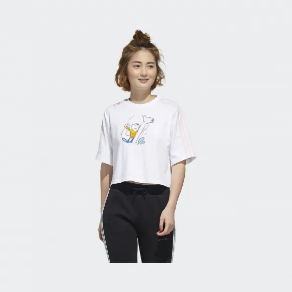 阿迪达斯/Adidas adidas neo 白/清澈粉 女士 adidas neo W DSNY DD TEE1 Disney唐老鸭运动短袖 GJ5650