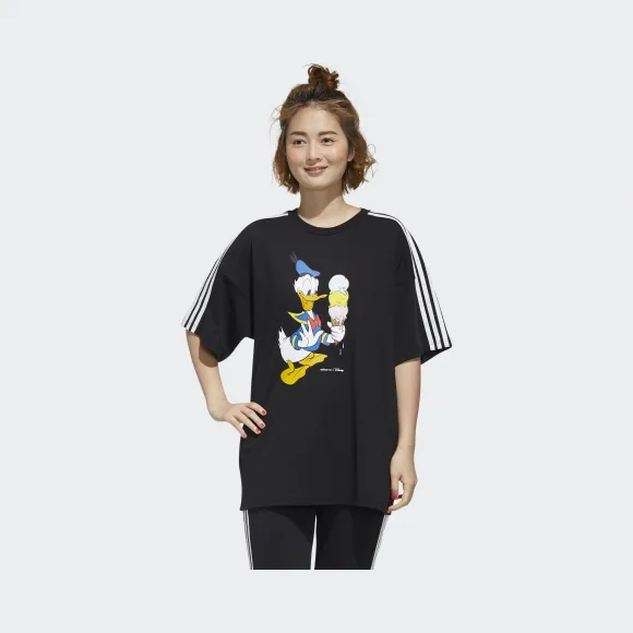 阿迪达斯/Adidas adidas neo 黑色/白 女士 adidas neo W DSNY DD TEE3 Disney唐老鸭运动短袖 GJ5655