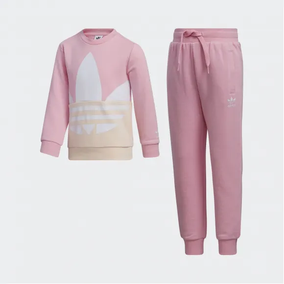 阿迪达斯/Adidas ORIGINALS 浅粉/粉 锡/白 男童|女童 TRF CREW SET 运动套装 GN6783