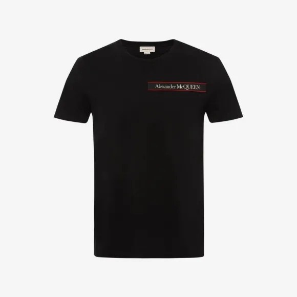 亚历山大麦昆/Alexander McQueen 镶边标识饰带细节T恤 男士 642662QRX740901