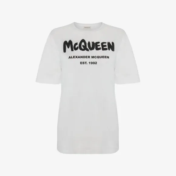 亚历山大麦昆/Alexander McQueen 白/黑 女士 T恤 659729QZAD30909 