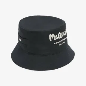 亚历山大麦昆/Alexander McQueen 黑色/象牙色 男士 渔夫帽 6631124404Q1078 