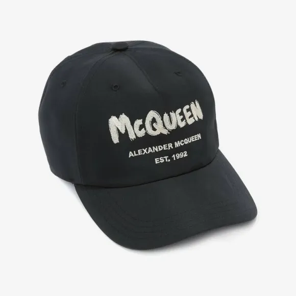 亚历山大麦昆/Alexander McQueen 黑色/象牙色 男士 棒球帽 6632734404Q1078 