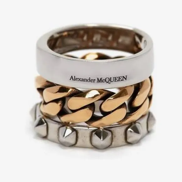 亚历山大麦昆/Alexander McQueen 古银/古金 女士 戒指 677689J160Z1334 