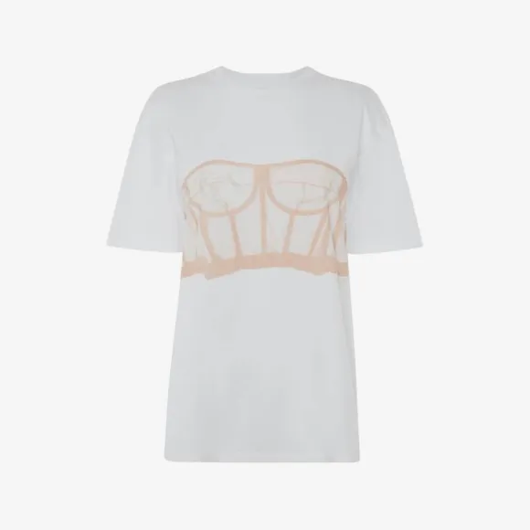 亚历山大麦昆/Alexander McQueen 白色/粉色 女士 T恤 679449QZAD80935 
