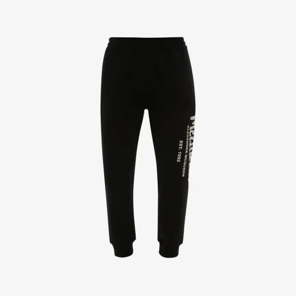 亚历山大麦昆/Alexander McQueen 黑色/象牙色 男士 慢跑裤 688714QSZ810901 