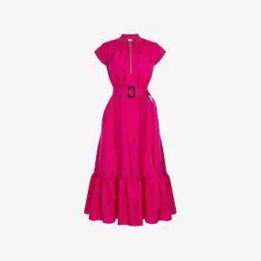 亚历山大麦昆/Alexander McQueen 缩褶丝中长连衣裙 女士 694301QBAB25084
