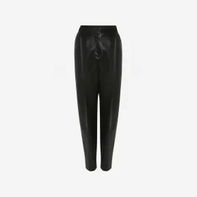 亚历山大麦昆/Alexander McQueen 女士黑色褶皱皮裤 703163Q5AJB1000 