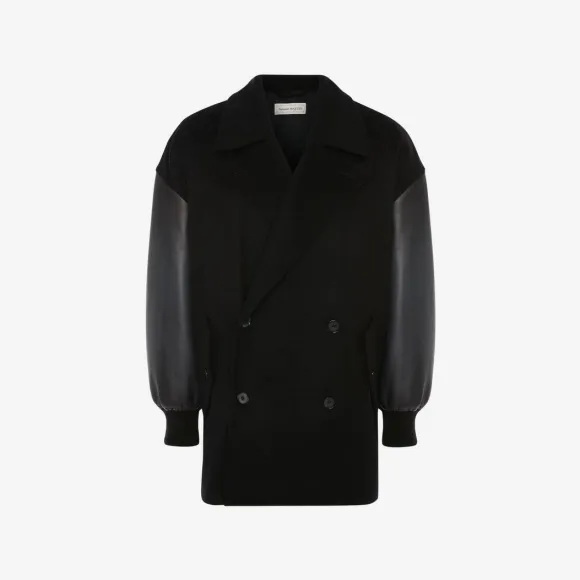 亚历山大麦昆/Alexander McQueen 黑色/海军 男士 大衣 703265QTZ470901 