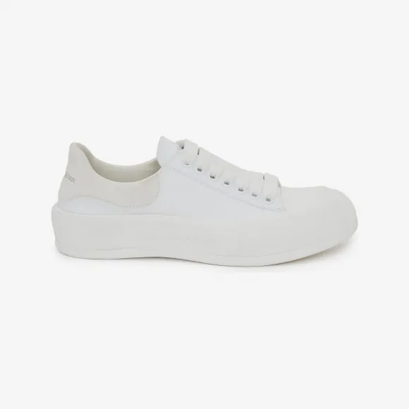 亚历山大麦昆/Alexander McQueen 男士Deck系带帆布鞋白色 707680W4MV79000