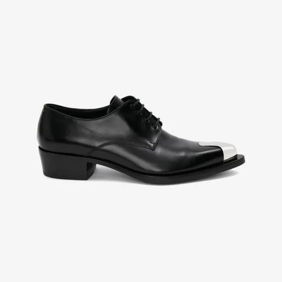 亚历山大麦昆/Alexander McQueen 黑色/银色 男士 皮鞋 711113WHSWD1081 