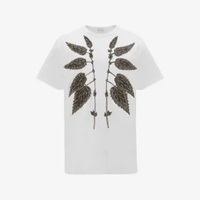 亚历山大麦昆/Alexander McQueen 男士白色荨麻刺绣 T 恤 727271QUX069000 