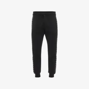 亚历山大麦昆/Alexander McQueen 男士黑色孔眼慢跑裤 727303QUX631000 