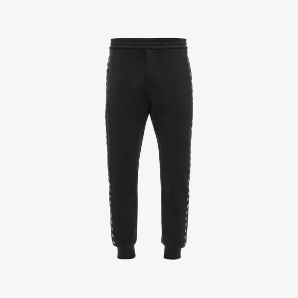 亚历山大麦昆/Alexander McQueen 男士黑色孔眼慢跑裤 727303QUX631000 