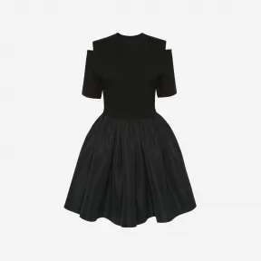 亚历山大麦昆/Alexander McQueen 女式黑色开衩混合迷你连衣裙 728159QLAB71000 
