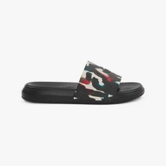 亚历山大麦昆/Alexander McQueen 男士水彩涂鸦白色/多色拖鞋 728243W4QS99035 