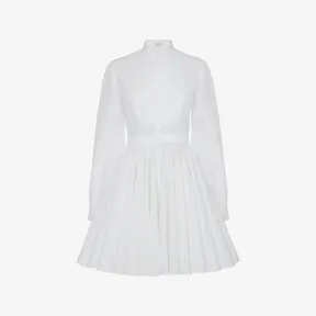 亚历山大麦昆/Alexander McQueen 女士光学白色拼接衬衫连衣裙 732660QAAAY9000 