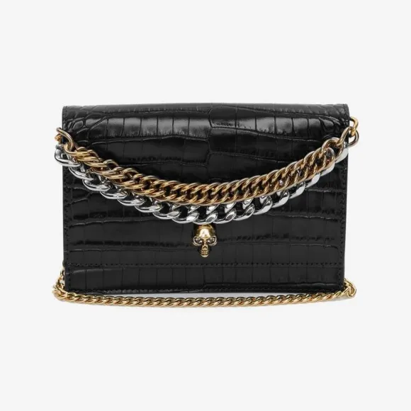 亚历山大麦昆/Alexander McQueen 女士小号 Skull 链条包（黑色） 7327961HB0G1000 812851605