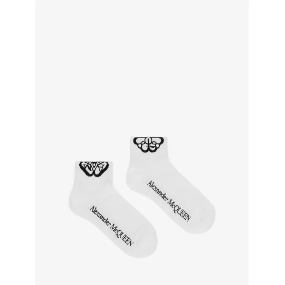 亚历山大麦昆/Alexander McQueen 女士白色/黑色 Cut Seal Logo 袜子 7328633D56Q9060 811222090