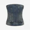 亚历山大麦昆/Alexander McQueen 女式水洗蓝色紧身胸衣牛仔上衣 732924QMACC4251 