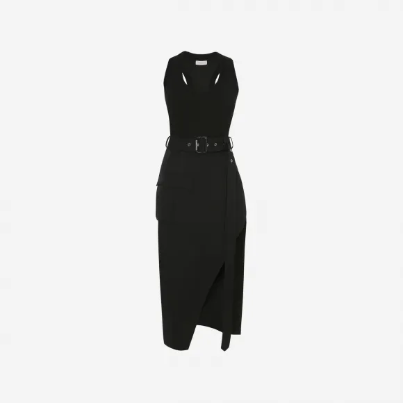 亚历山大麦昆/Alexander McQueen 女式黑色错视画铅笔连衣裙 735231QZAH80548 