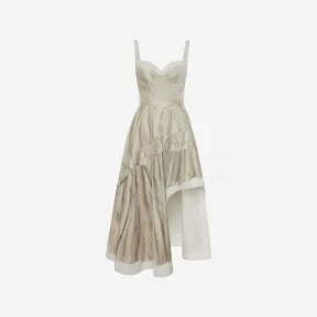 亚历山大麦昆/Alexander McQueen 女式印花布错视效果不对称连衣裙 735244QZAHQ9036 