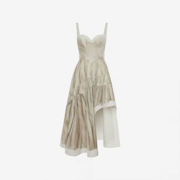 亚历山大麦昆/Alexander McQueen 女式印花布错视效果不对称连衣裙 735244QZAHQ9036 