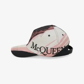 亚历山大麦昆/Alexander McQueen 男士象牙色/黑色 Brushstroke 棒球帽 7354724419Q9260 