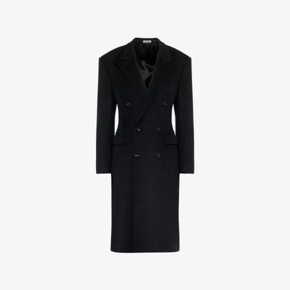 亚历山大麦昆/Alexander McQueen 男士黑色宽肩合身大衣 754184QVV701000 754184QVV701000