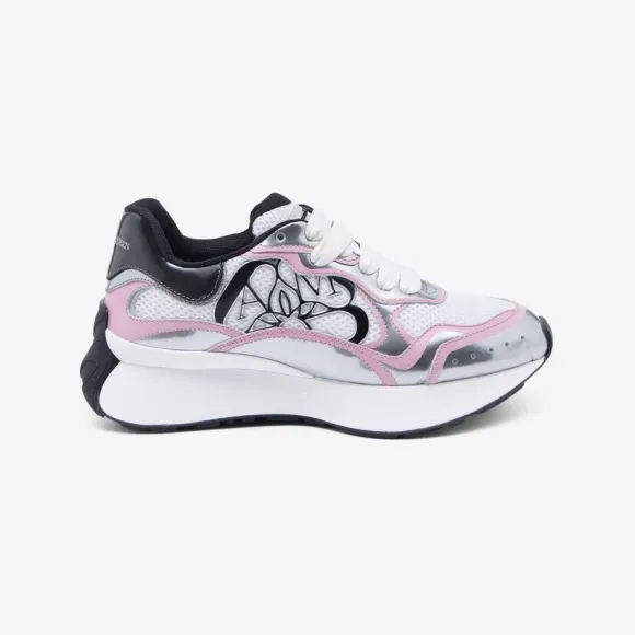 亚历山大麦昆/Alexander McQueen 白色/淡粉色/黑色/银色女款 Sprint Runner 757485W4WN79944 