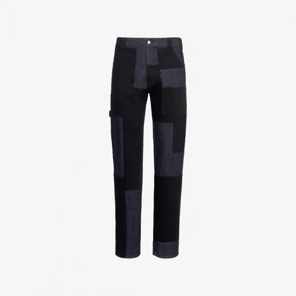 亚历山大麦昆/Alexander McQueen 男士拼接工装牛仔裤靛蓝色/黑色 759112QVZ210903