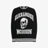 亚历山大麦昆/Alexander McQueen 男士黑色/象牙色校队毛衣 760760Q1XII1011 760760Q1XII1011