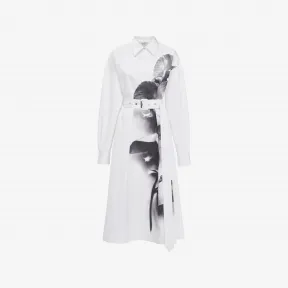 亚历山大麦昆/Alexander McQueen 女士Orchid衬衫裙白色/黑色 767178QZAKD9080