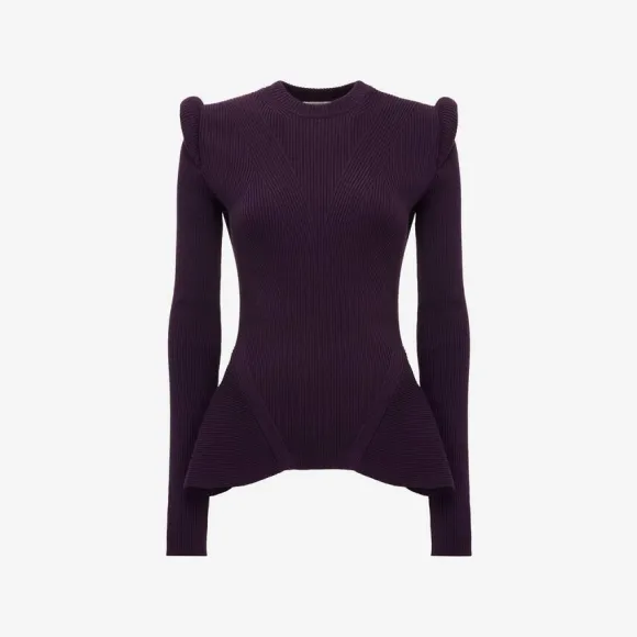 亚历山大麦昆/Alexander McQueen 女式夜色回扣罗纹毛衣 768593Q1A644299 768593Q1A644299
