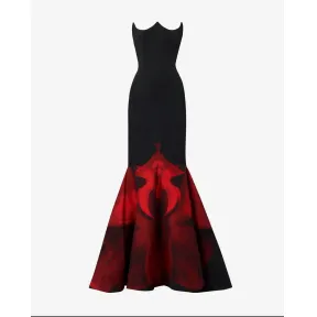 亚历山大麦昆/Alexander McQueen 女式鬼兰花黑/红晚礼服 769142QZAKB1111 769142QZAKB1111