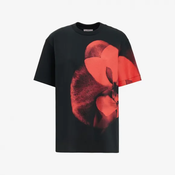 亚历山大麦昆/Alexander McQueen 女士Exploded Orchid宽松T恤黑色/象牙色 769736QZAKF0901
