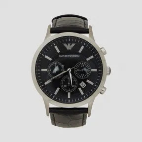 安普里奥·阿玛尼/Emporio Armani 这款计时码表配有钢制表壳和鳄鱼皮效果表带 | 男 50220441ts