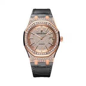 爱彼/Audemars Piguet  皇家橡树系列 18k玫瑰金镶钻  女表 15402OR.ZZ.D003CR.01