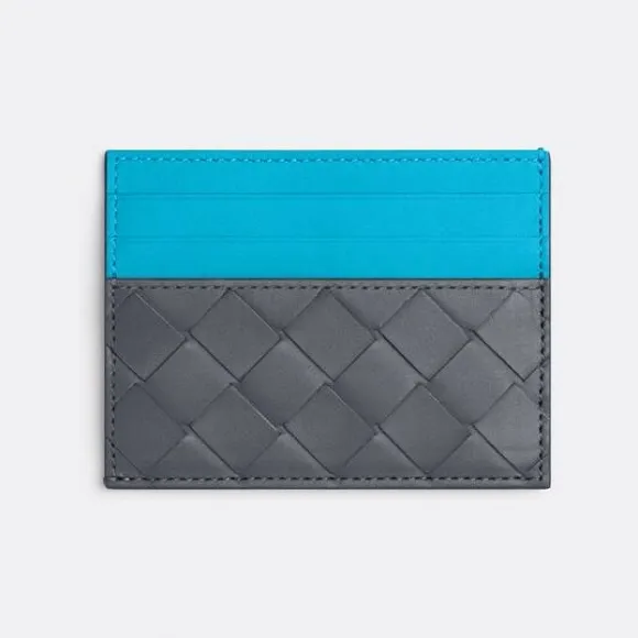 葆蝶家/Bottega Veneta 闪电灰 / 泳池蓝 牛皮革  信用卡包 635057VCPQ51228