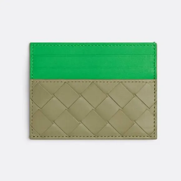 葆蝶家/Bottega Veneta 洞石色 / 鹦鹉绿 牛皮革  信用卡包 635057VCPQ52922