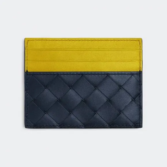 葆蝶家/Bottega Veneta 太空灰 / 花粉黄 牛皮革  信用卡包 635057VCPQ58862