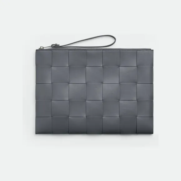 葆蝶家/Bottega Veneta 闪电灰 100% 牛皮革 男士 pouch手拿包 649616VBWD31242