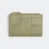 葆蝶家/Bottega Veneta 洞石绿 50%羔羊皮革、50%牛皮革 女士 拉链卡包 651393VCQC42916