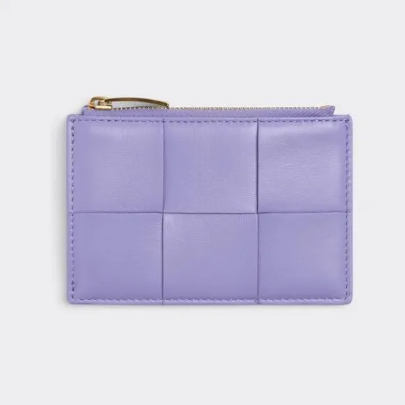 葆蝶家/Bottega Veneta 紫藤色 50%羔羊皮革、50%牛皮革 女士 拉链卡包 651393VCQC44215