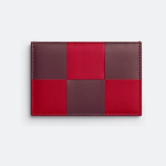 葆蝶家/Bottega Veneta 苹果糖红 / 巴罗洛酒红 100% 牛皮革 女士 信用卡包 651401V2AC16370