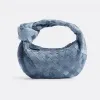 葆蝶家/Bottega Veneta 牛仔色 羊皮革 女士 mini jodie迷你手提包 651876V2H008792