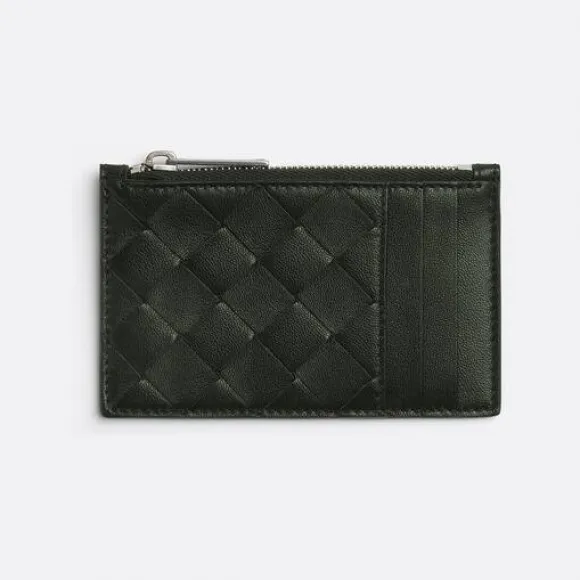 葆蝶家/Bottega Veneta 深绿色 牛皮革 男士 拉链卡包 679802VCPQ33009